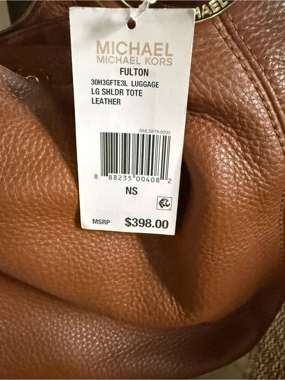 Michael Kors Cognac Pebbled Leather Hobo with Gold MK Charm